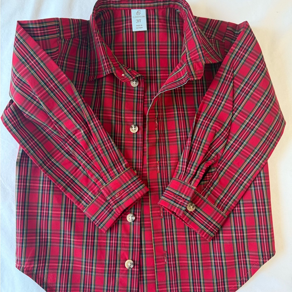 Class Club Red and Green Button Down Shirt